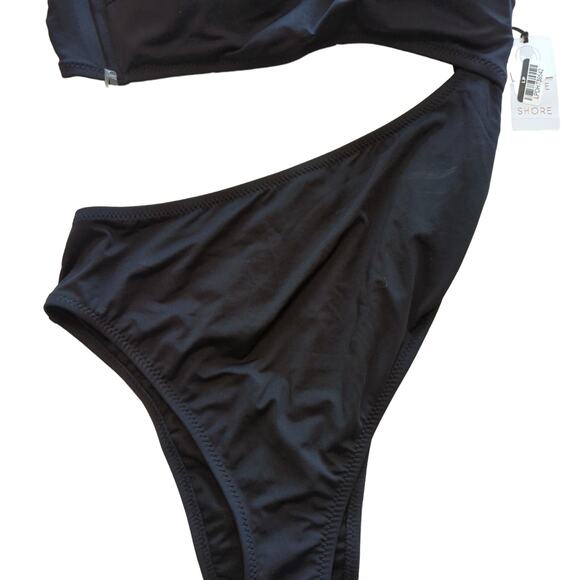 Shade & Shore One Piece Cutout Swimsuit, Black, L - Picture 3 of 9